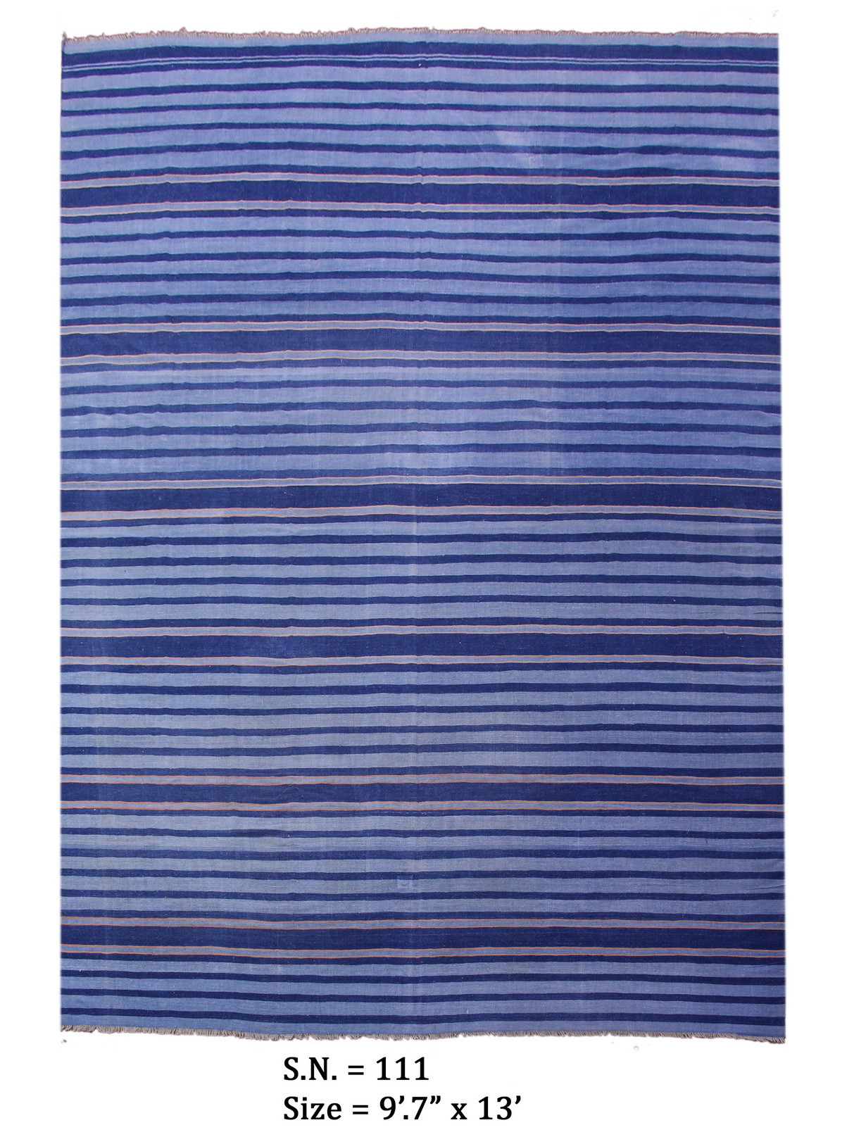 Midnight Indigo Stripe  Vintage Flatwoven Dhurrie