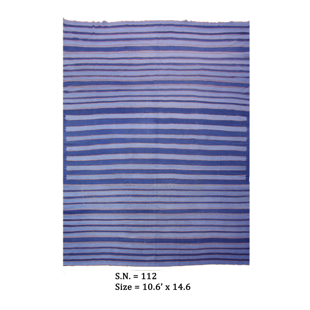 Image of Midnight Indigo Stripe – Vintage Flatwoven Dhurrie