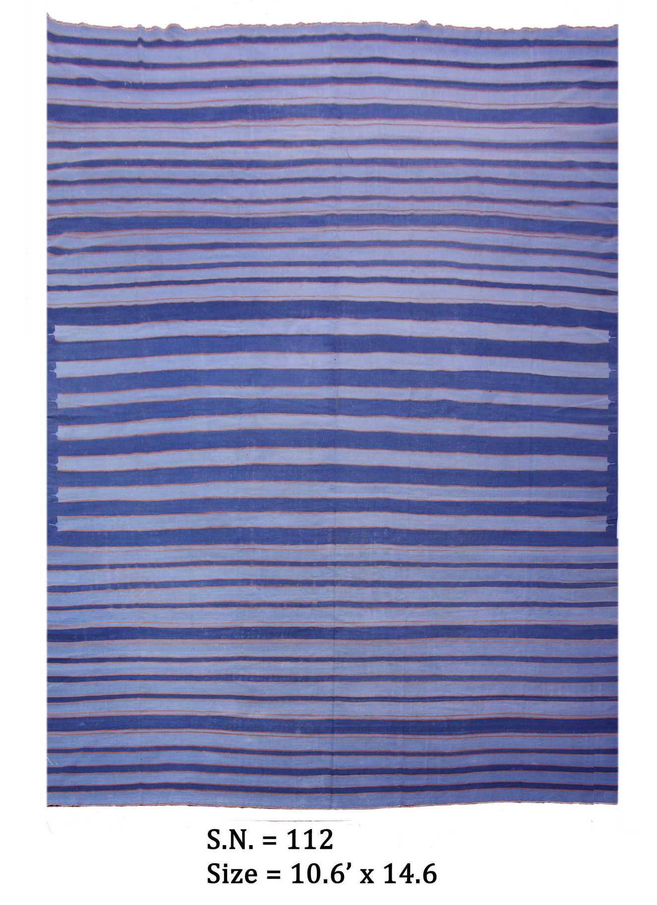 Midnight Indigo Stripe  Vintage Flatwoven Dhurrie