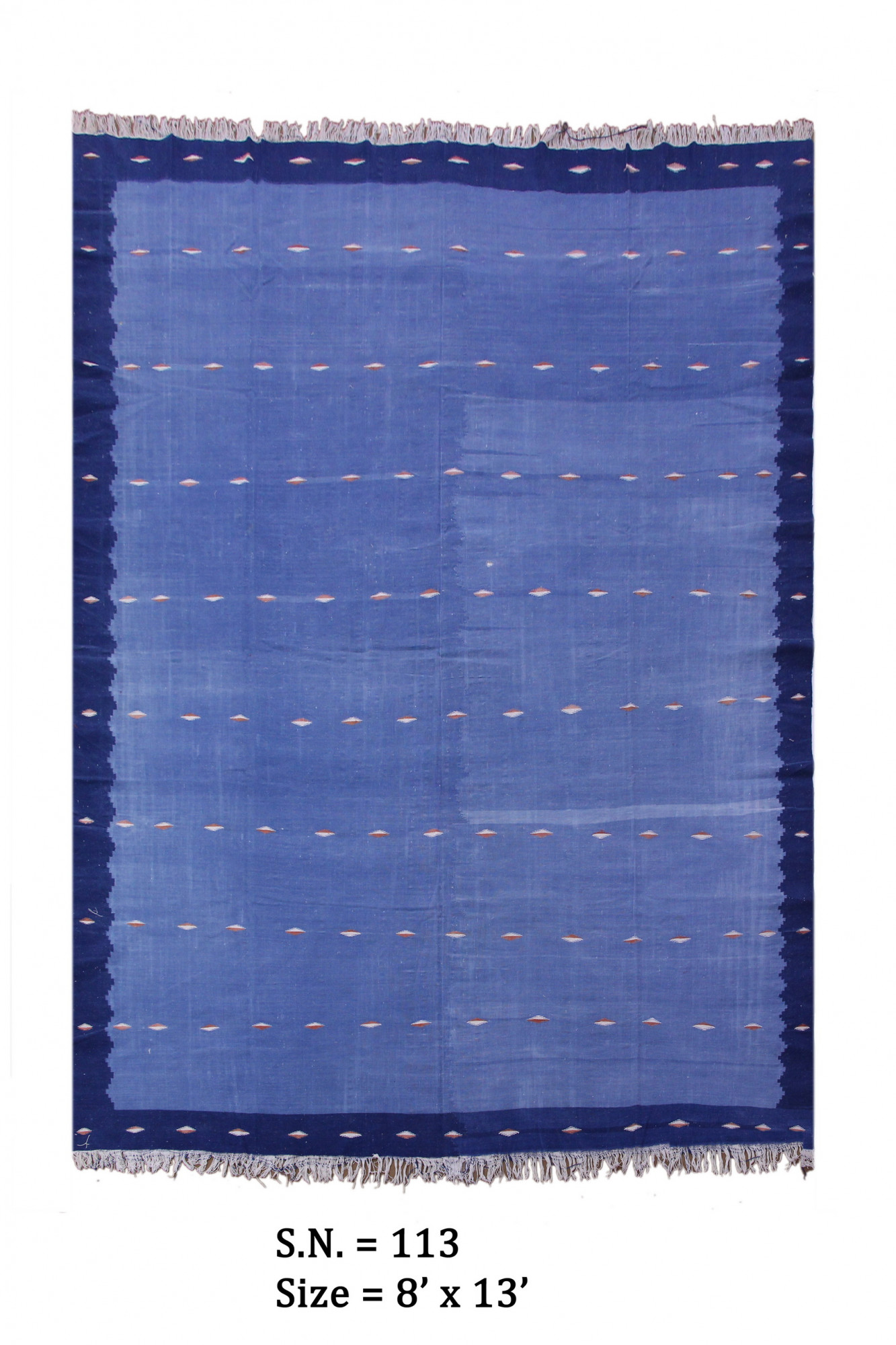 Indigo Horizon Vintage Tribal Flatweave Dhurrie
