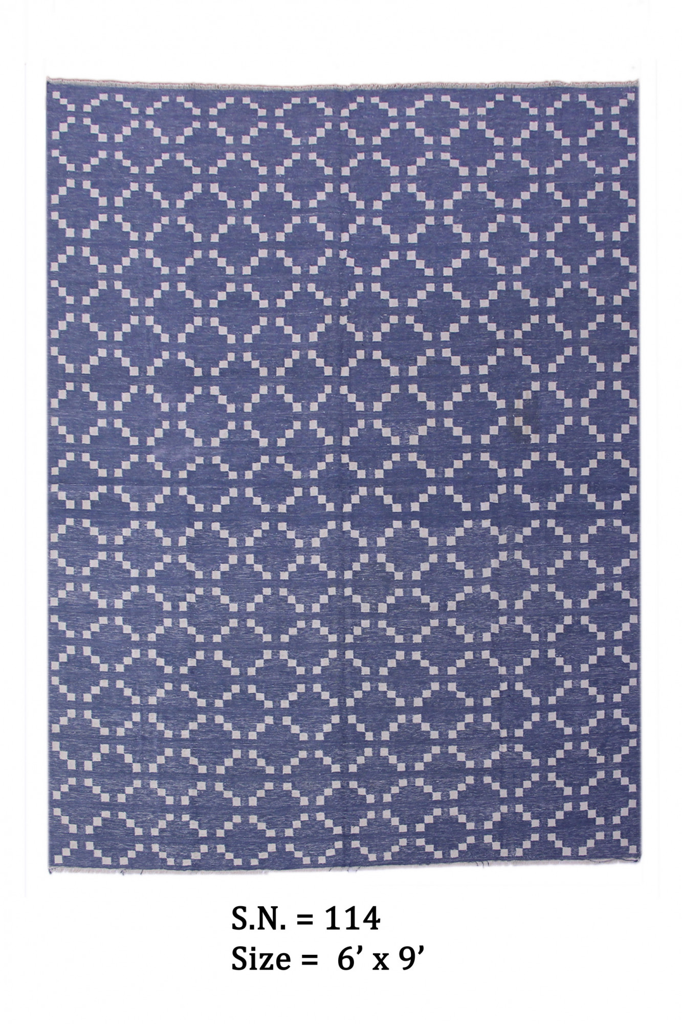 Indigo Lattice  Vintage Geometric Dhurrie