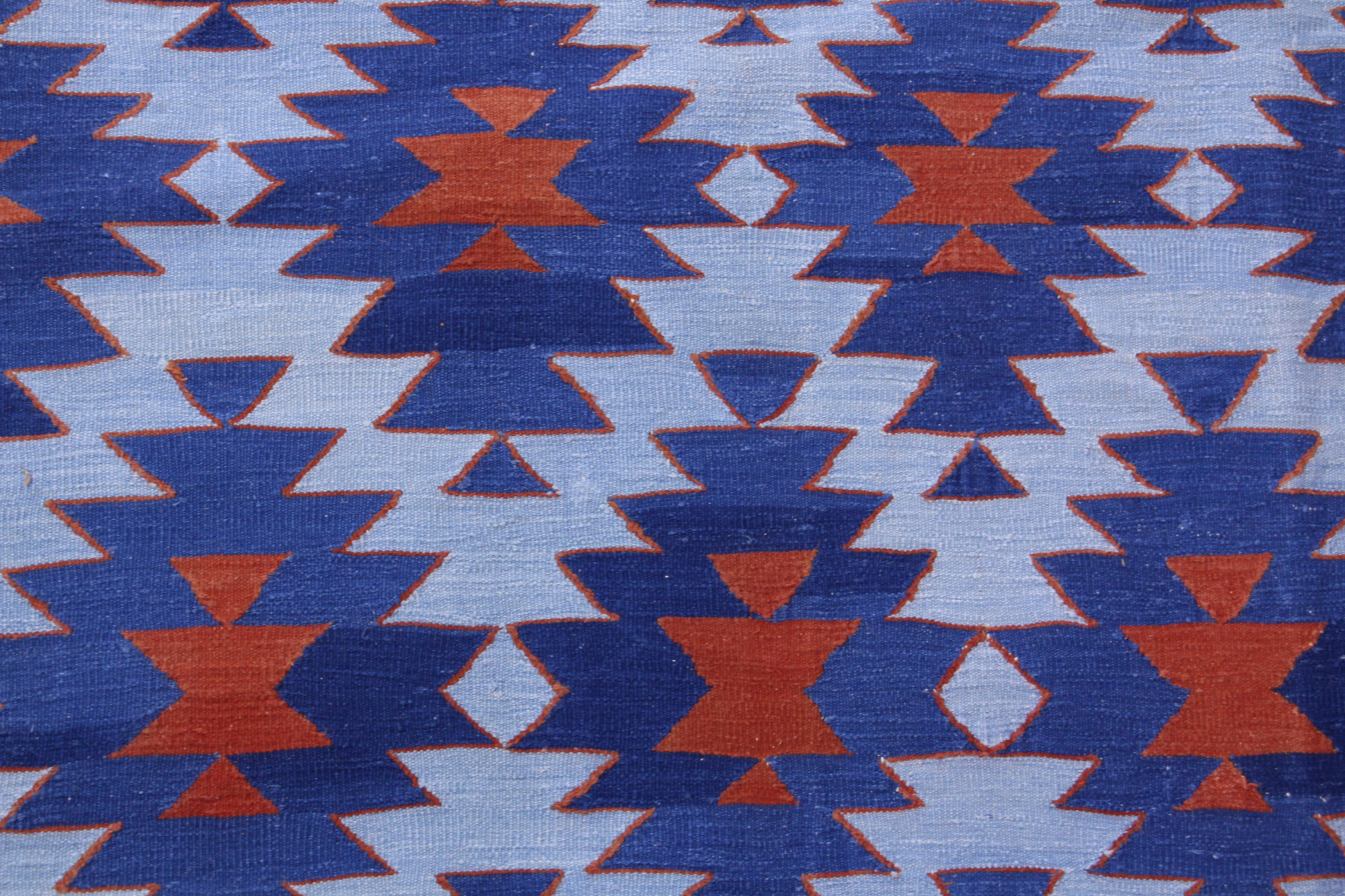 Azure Labyrinth Vintage Flatwoven Dhurrie