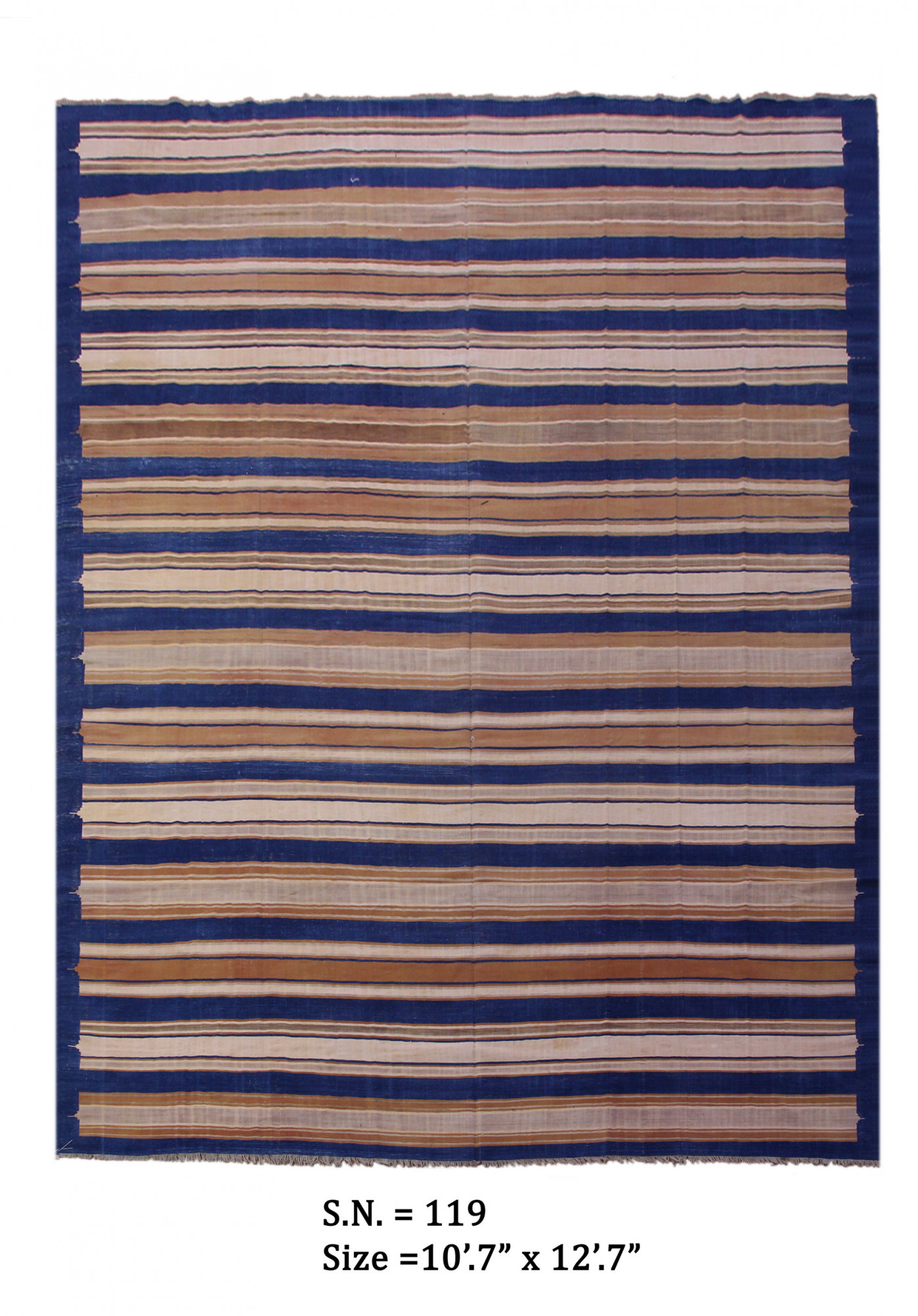 Indigo Horizon Vintage Striped Dhurrie