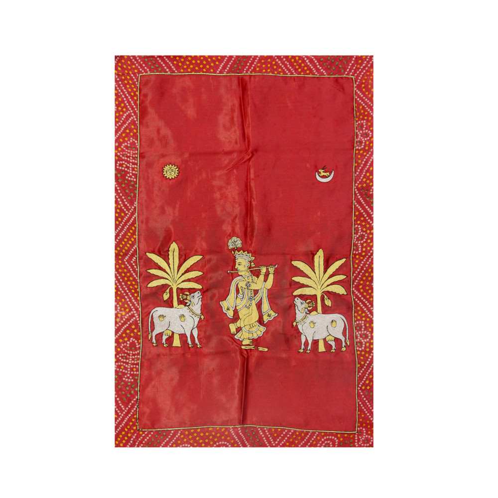 Krishna Leela Hand-Embroidered Textile Panel