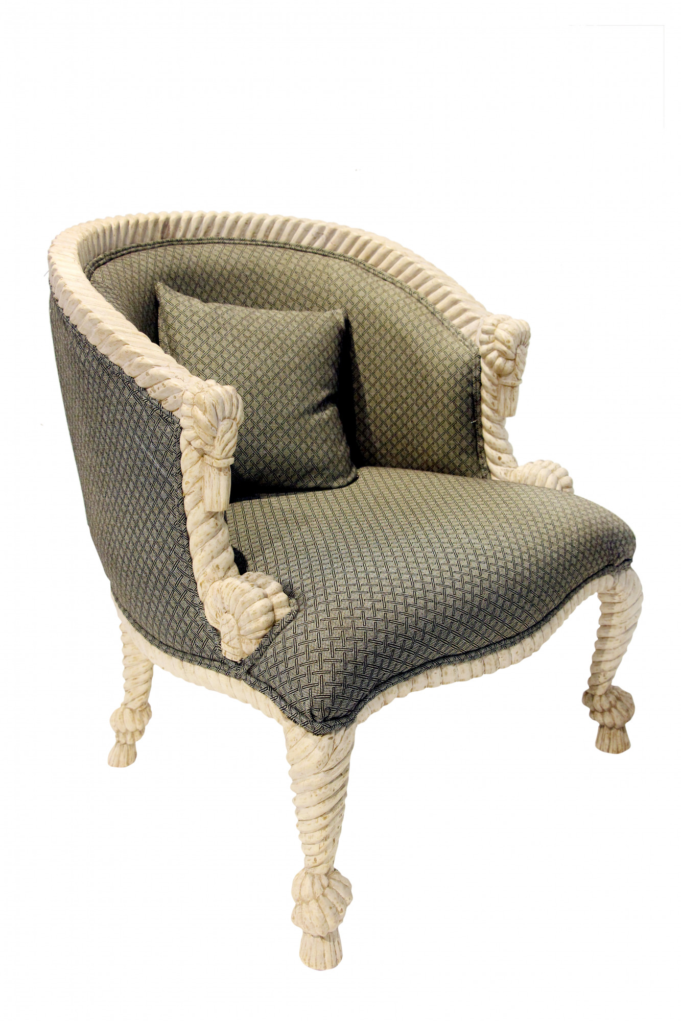 Statement rope carved Spanish tub chair