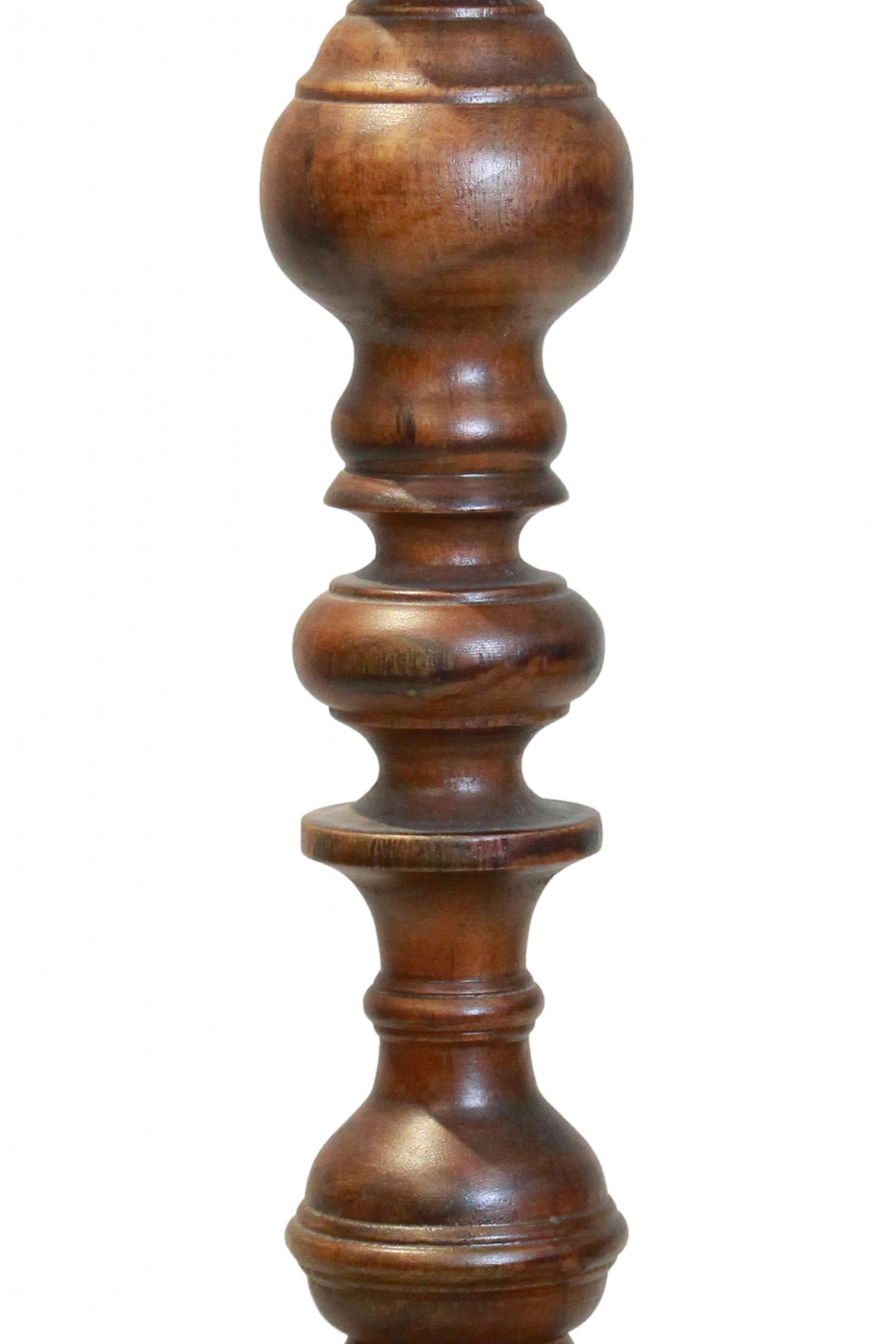 Hand-Carved Wooden Pedestal Candle Stand