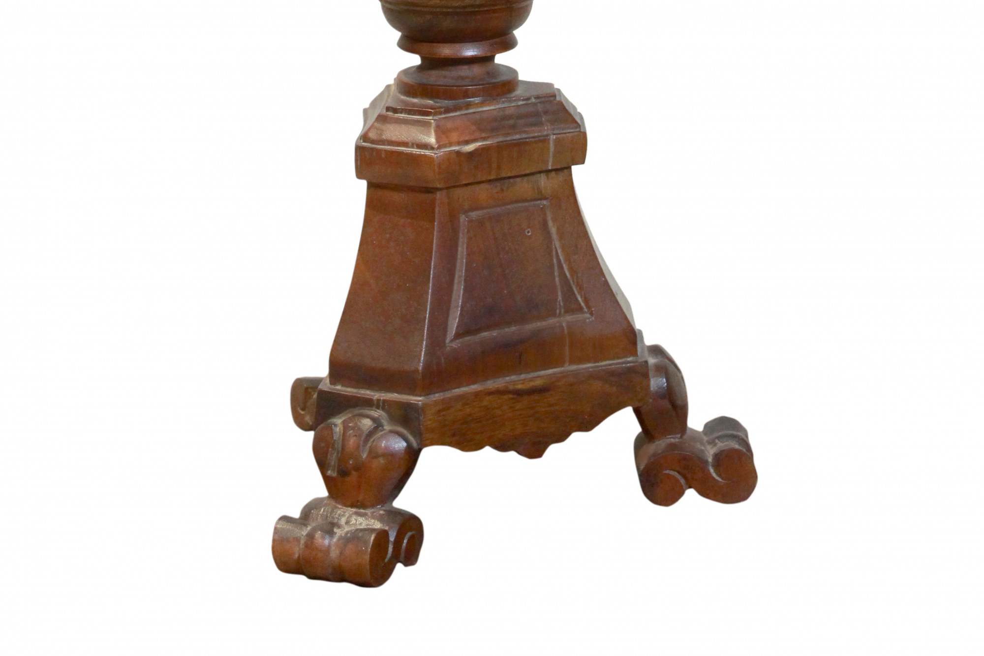 Hand-Carved Wooden Pedestal Candle Stand