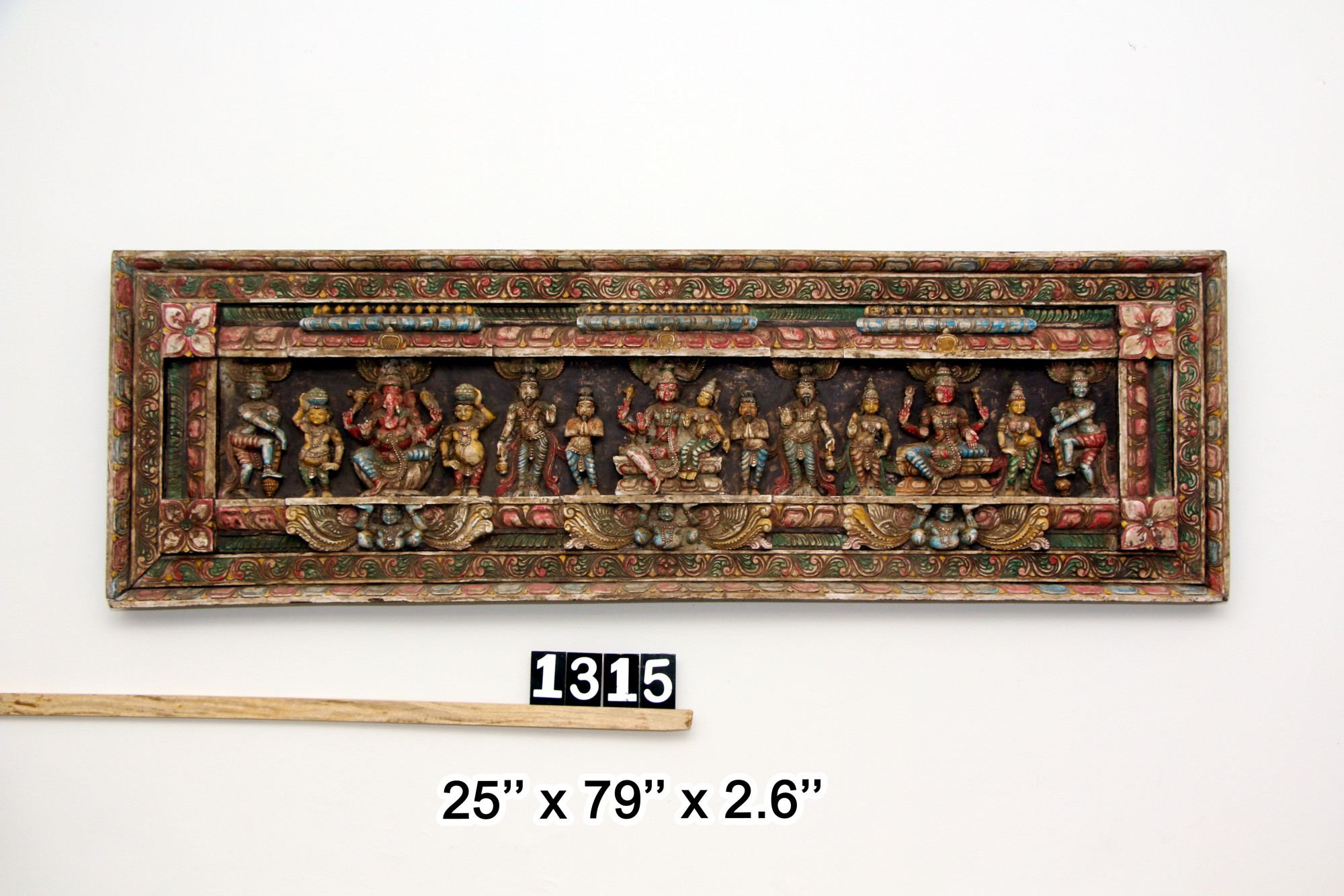 Wooden Lakshmi Ganesha Saraswati Panel