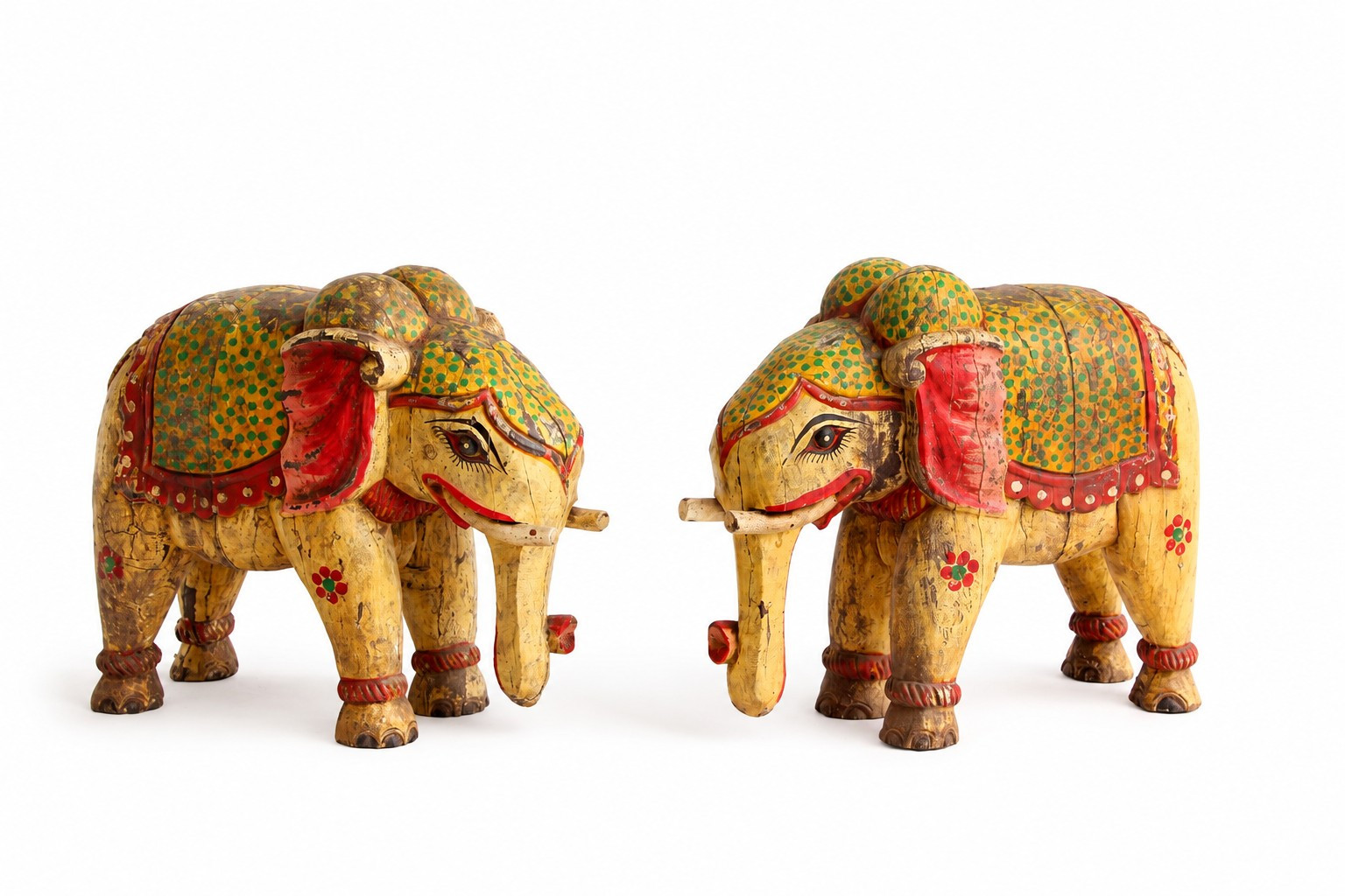 Vintage hand carved wooden elephant