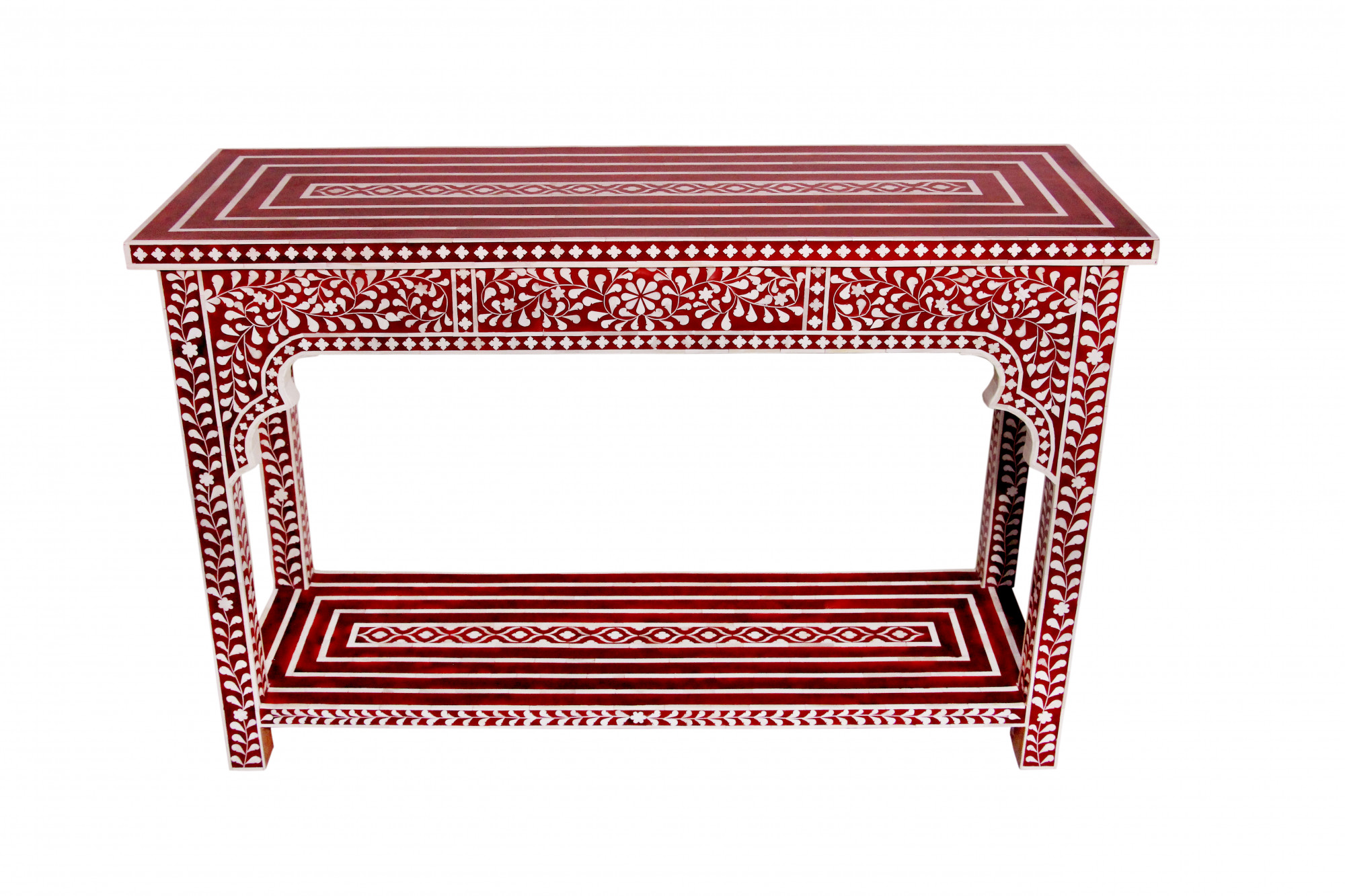 Nargiz Scarlet Bone Inlay Console Table