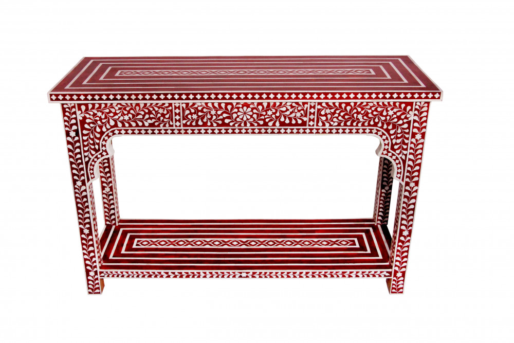 Image of Nargiz Scarlet Bone Inlay Console Table
