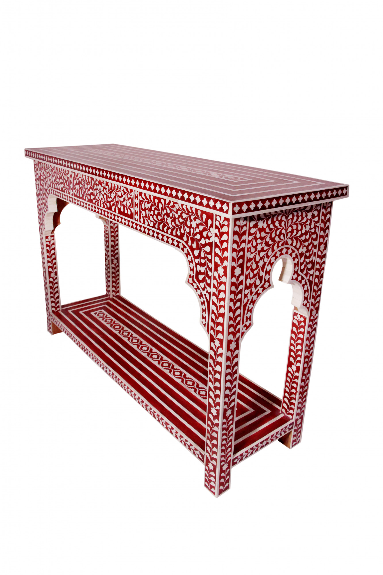 Nargiz Scarlet Bone Inlay Console Table