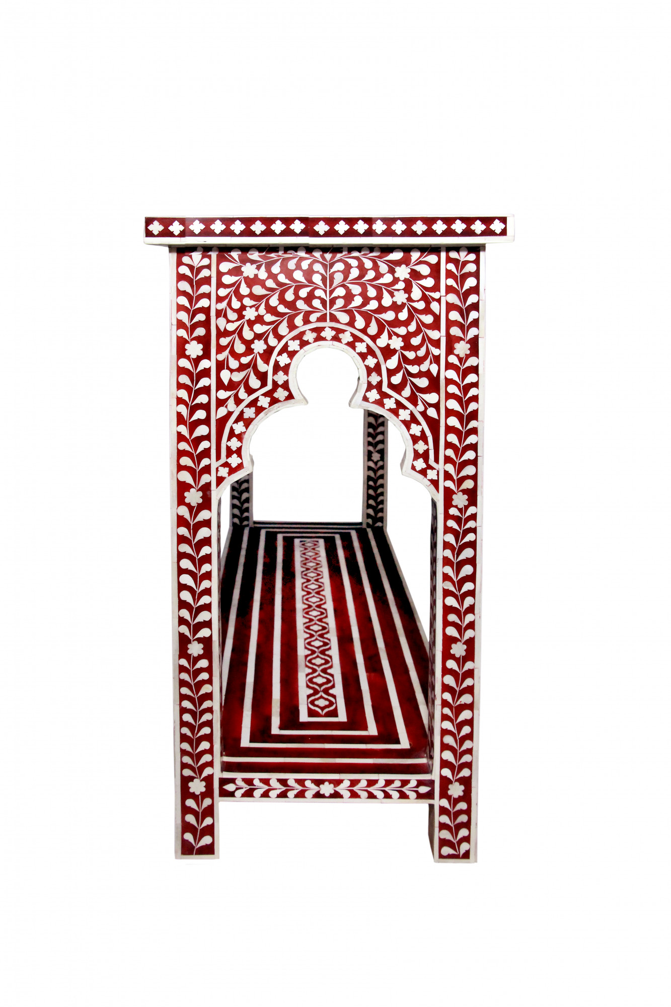 Nargiz Scarlet Bone Inlay Console Table