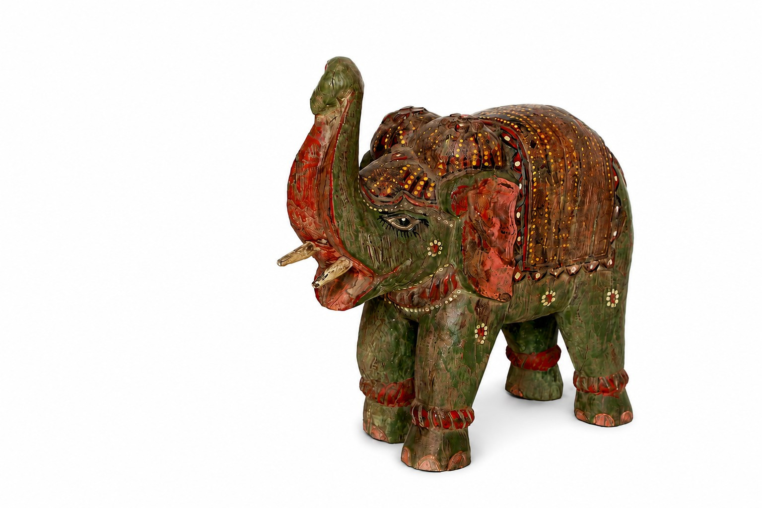 Vintage hand carved wooden elephant