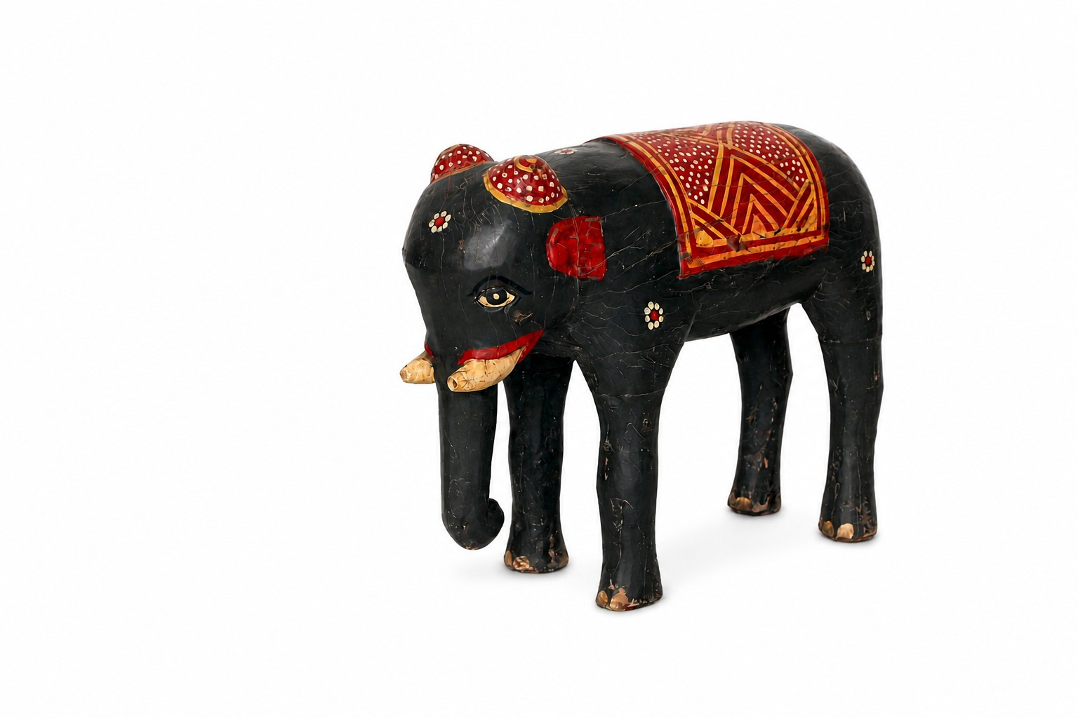 Vintage hand carved wooden elephant