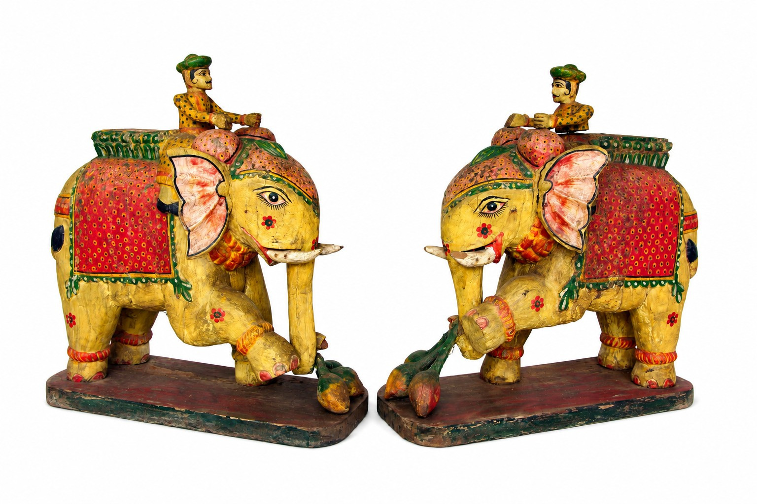 Vintage hand carved wooden elephant