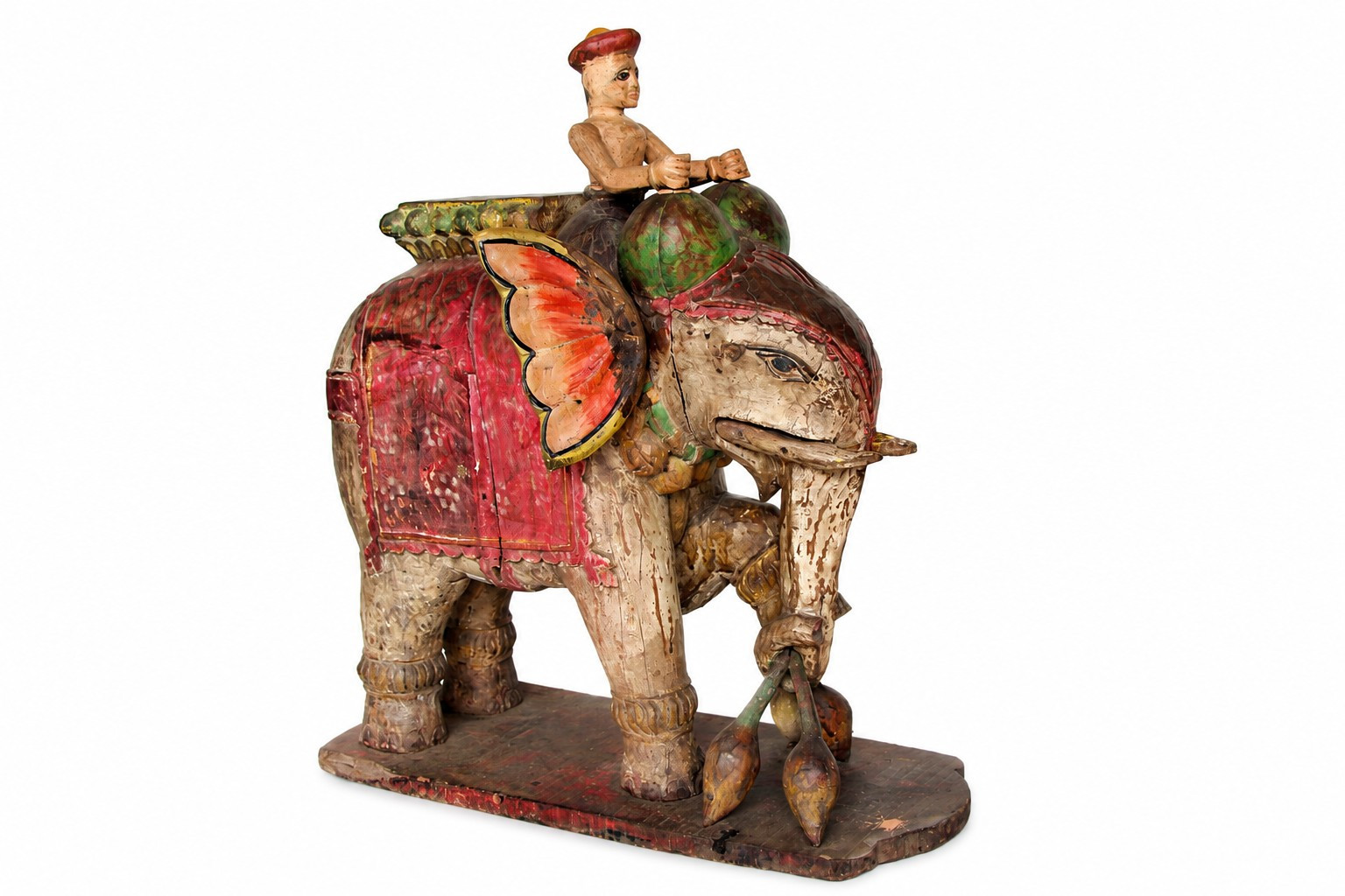 Vintage hand carved wooden elephant
