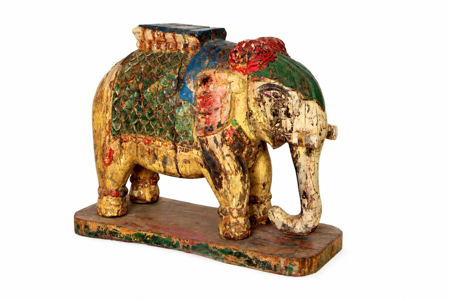 Vintage hand carved wooden elephant