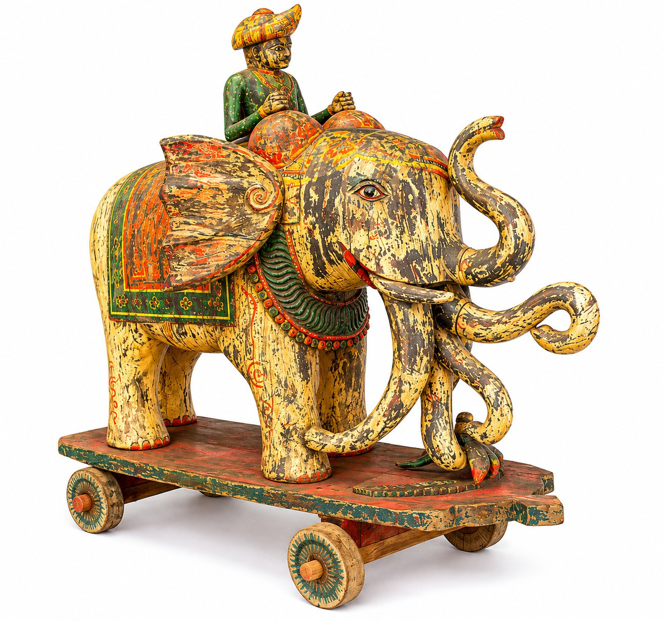 Vintage hand carved wooden elephant