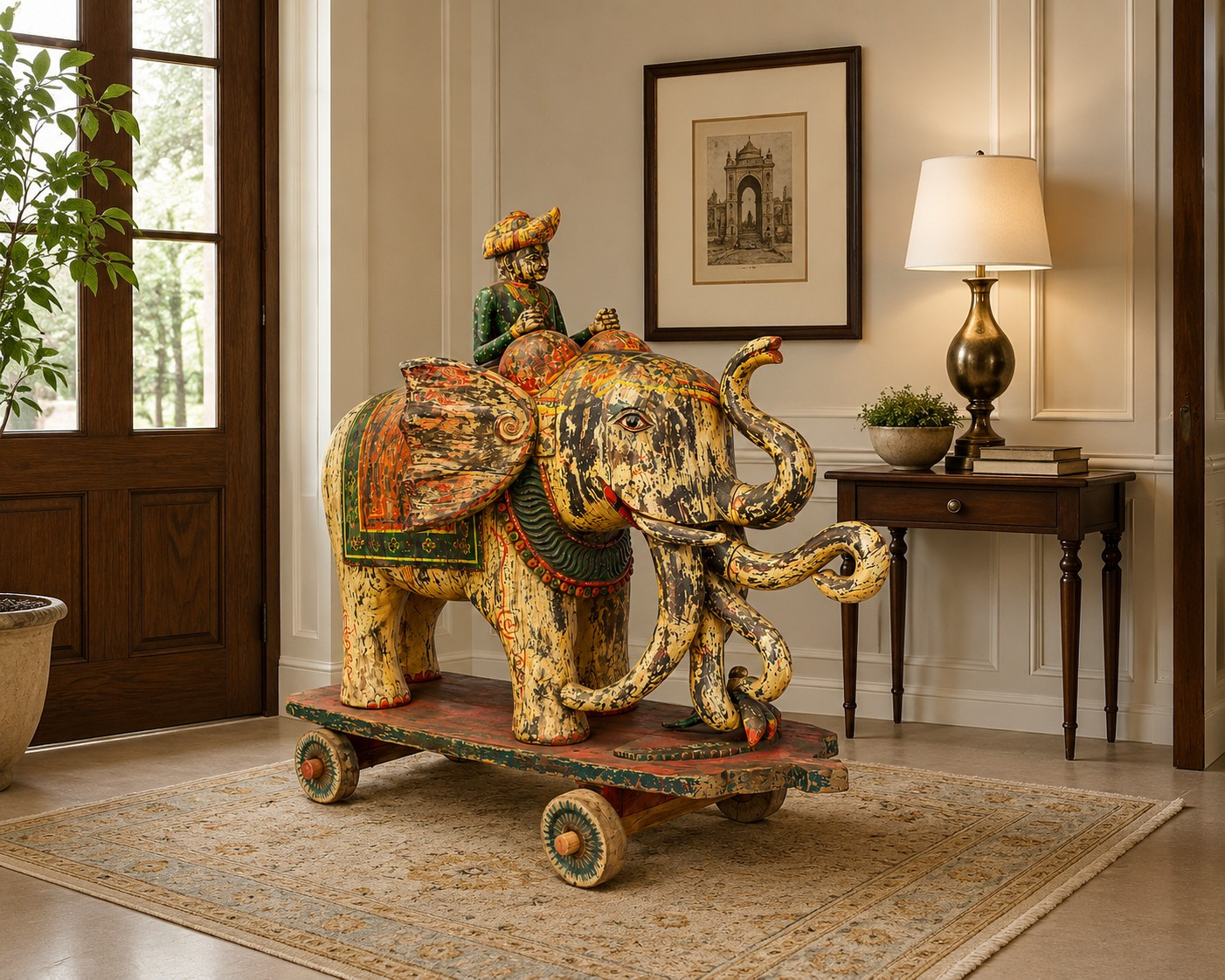 Vintage hand carved wooden elephant