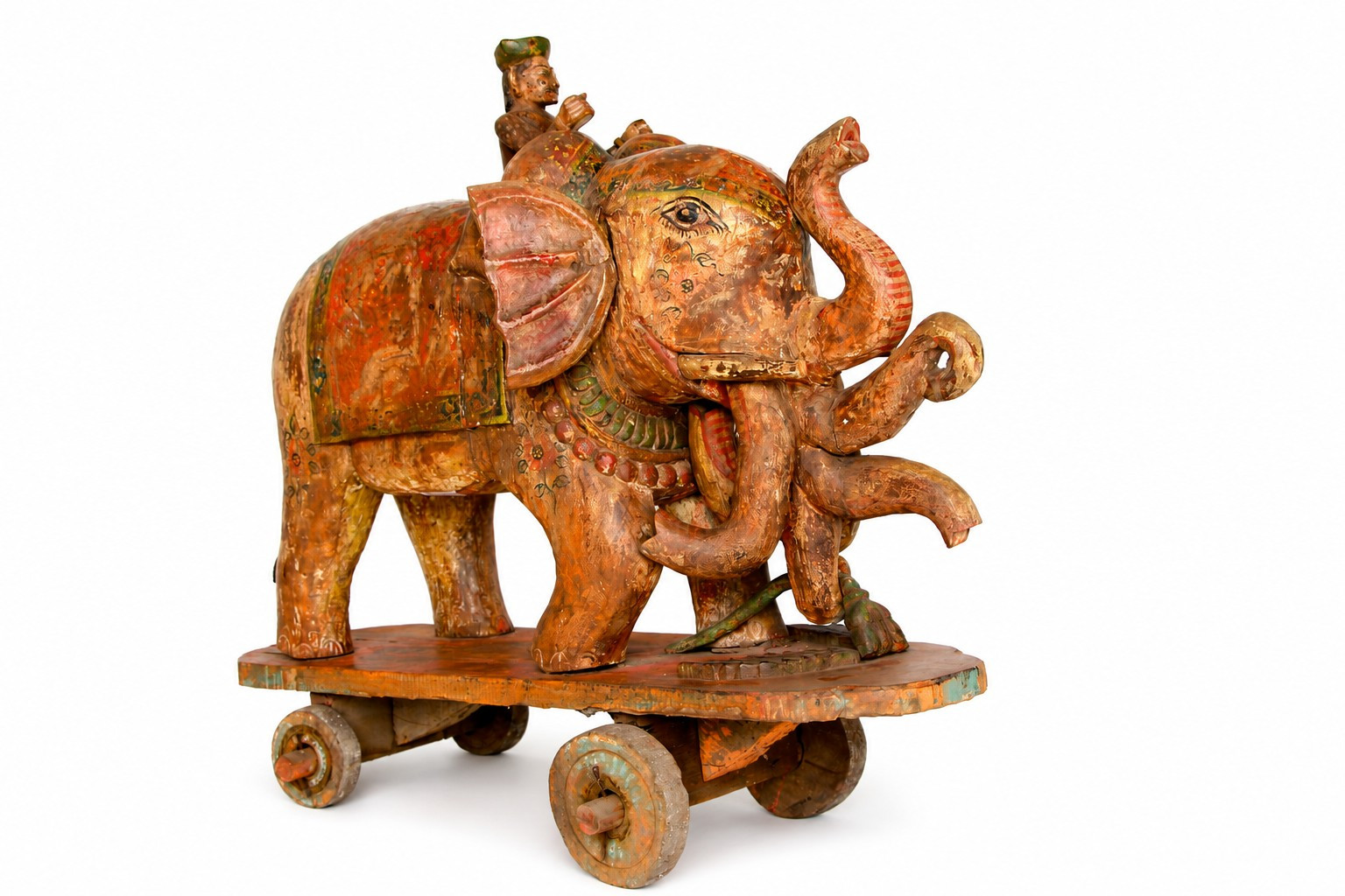 Vintage hand carved wooden elephant