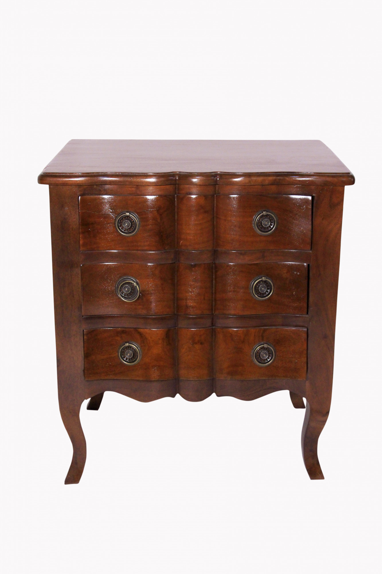 Classic Curved Three-Drawer Bedside Chest