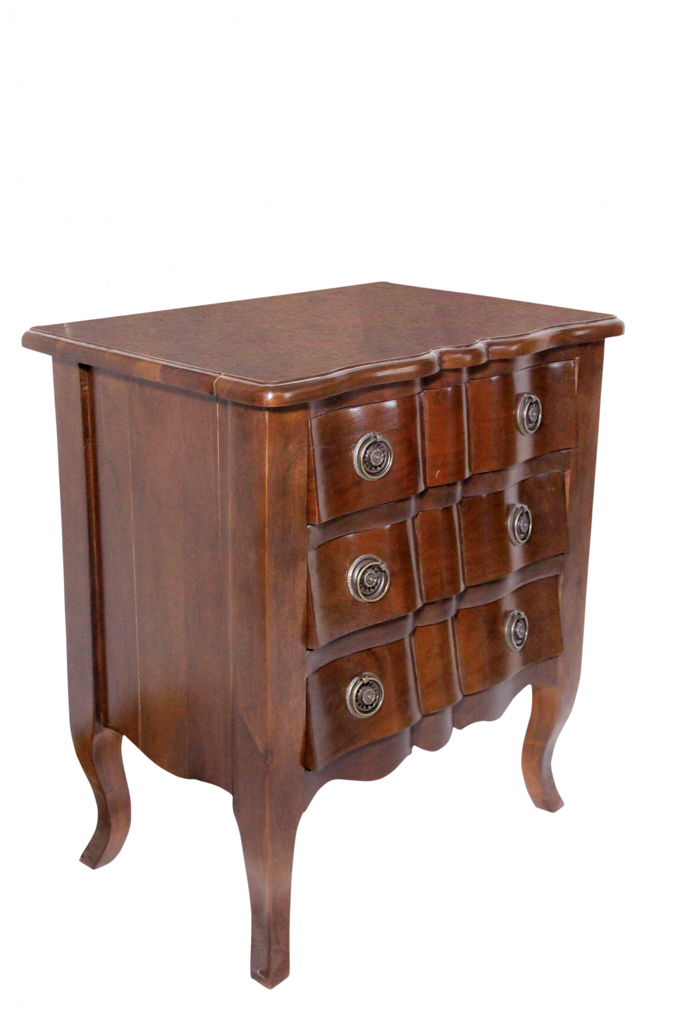 Classic Curved Three-Drawer Bedside Chest
