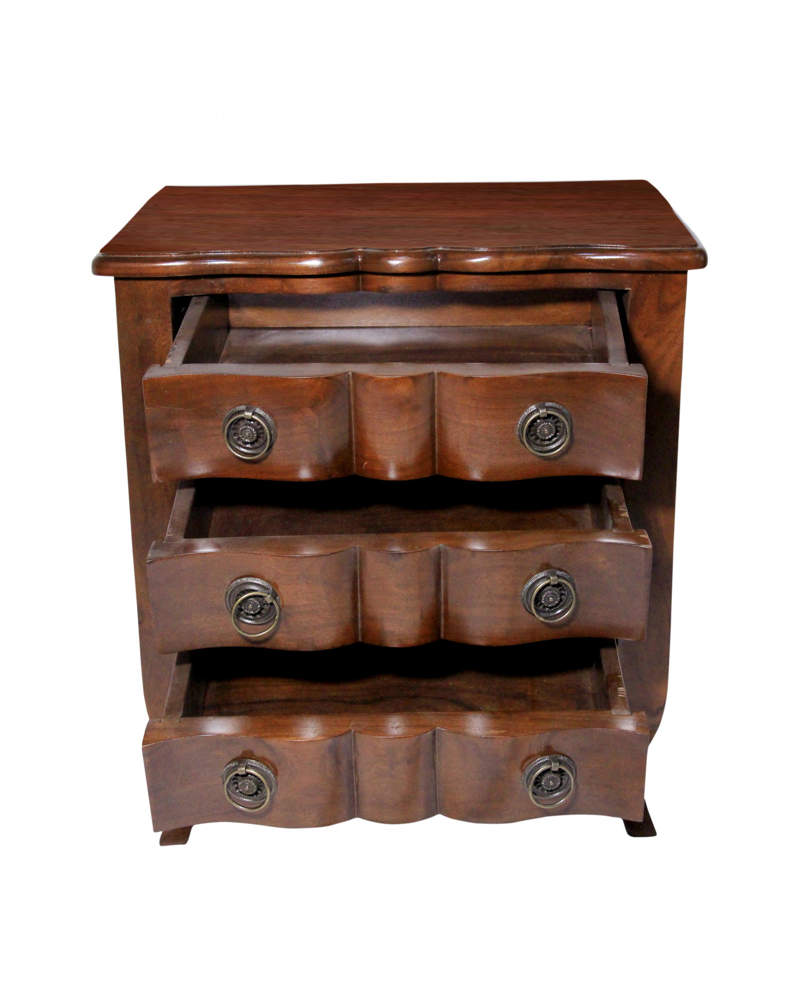 Classic Curved Three-Drawer Bedside Chest