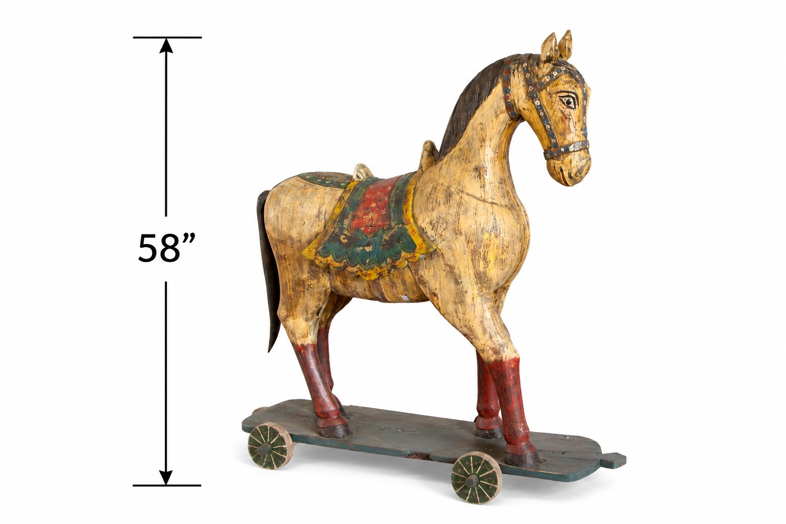 Vintage wooden horse onn wheels