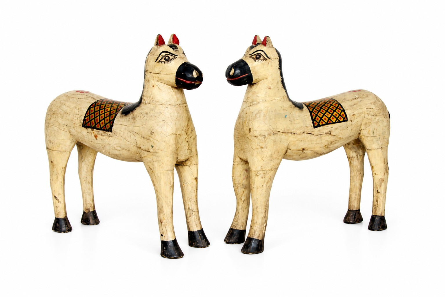 Vintage hand carved wooden elephants