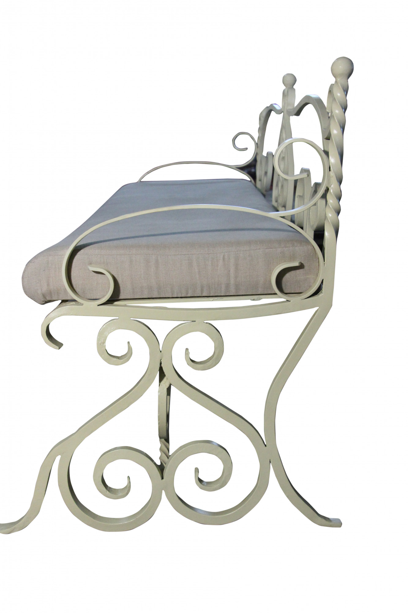 La RoseraieUpholstered Wrought Iron Bench