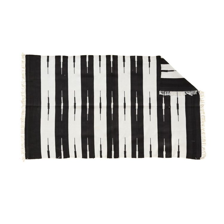 Black and white geometric rug