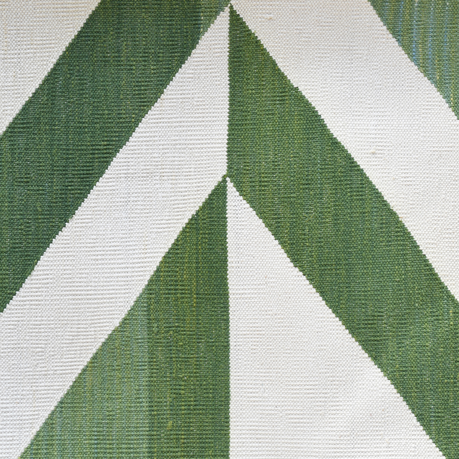 Geometric white and green rug