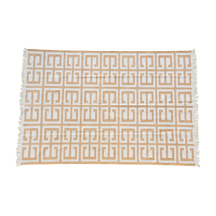 Beige and white geometric rug