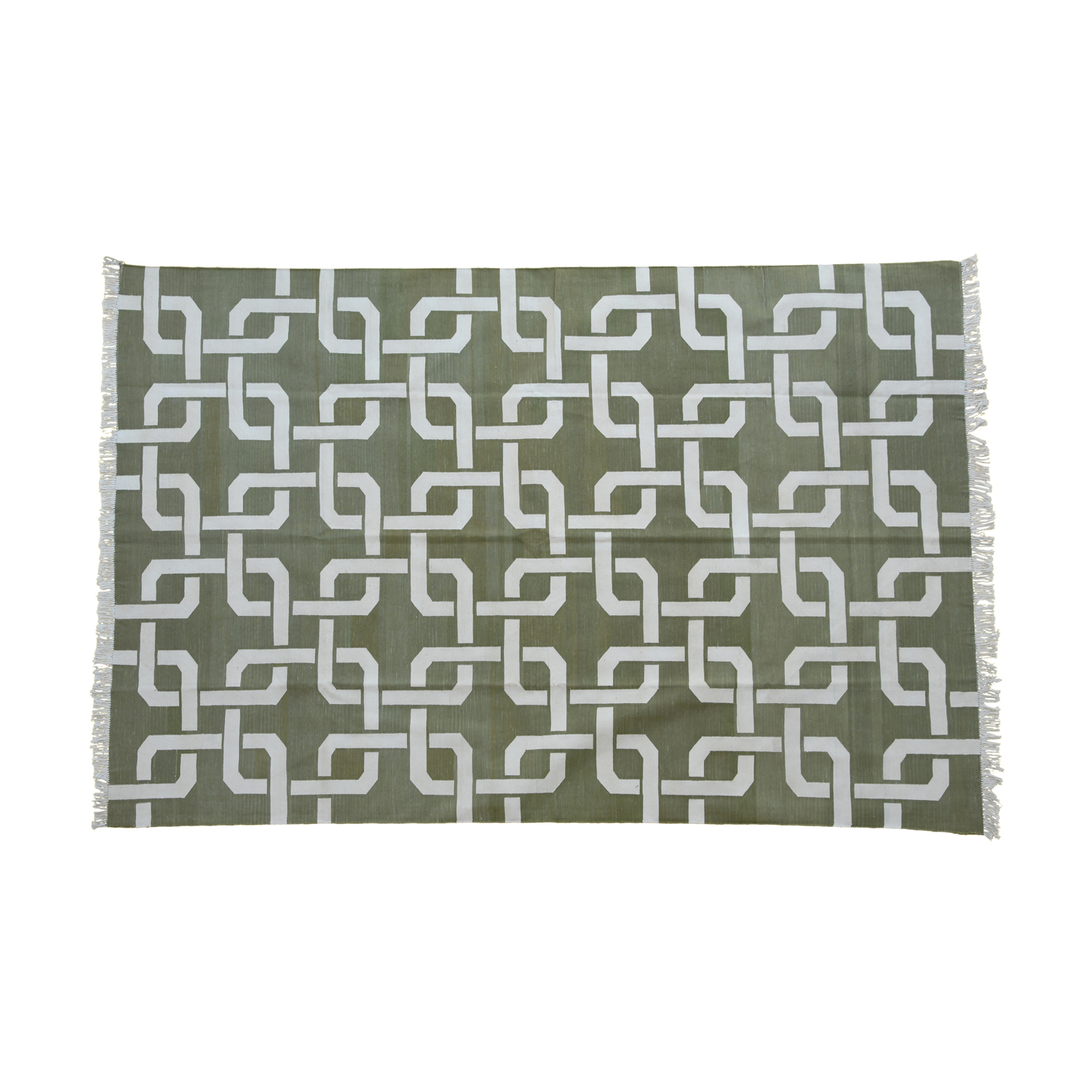 Beige and white geometric rug