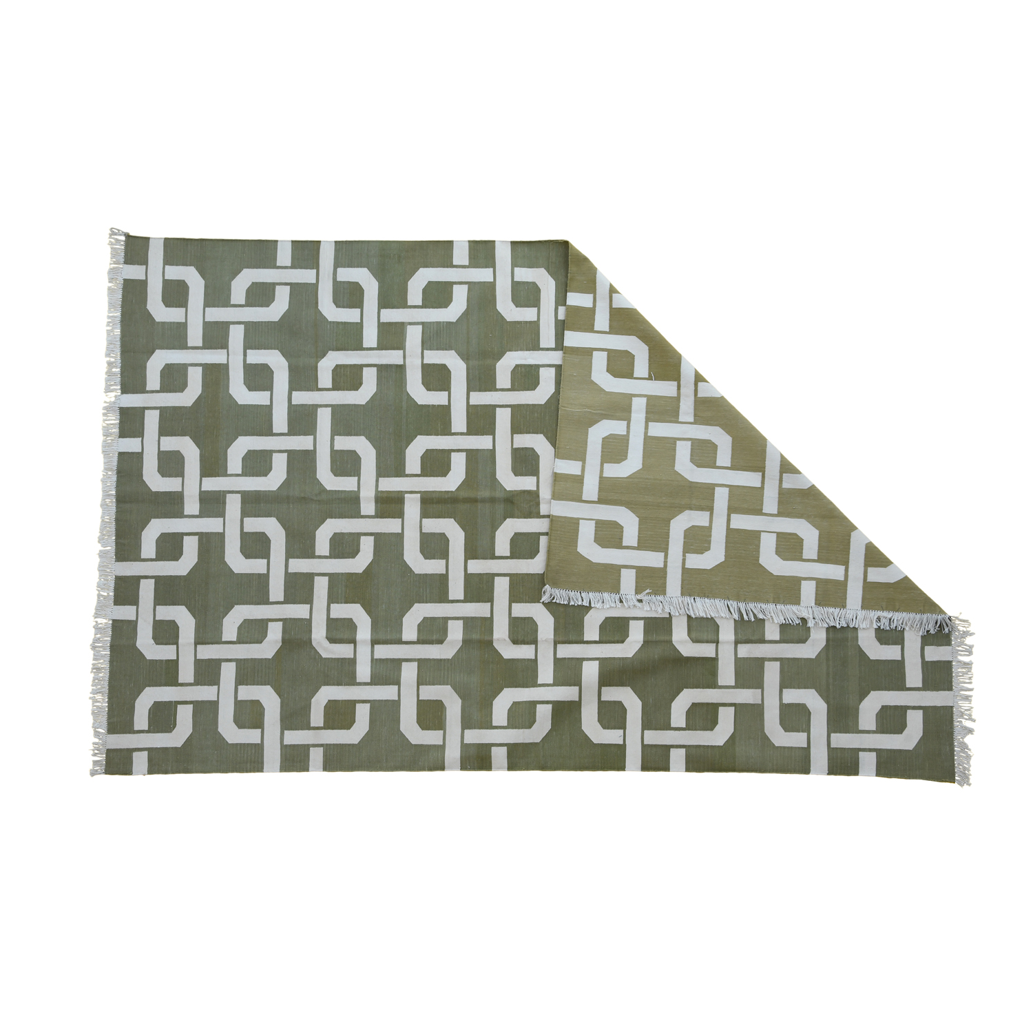 Beige and white geometric rug