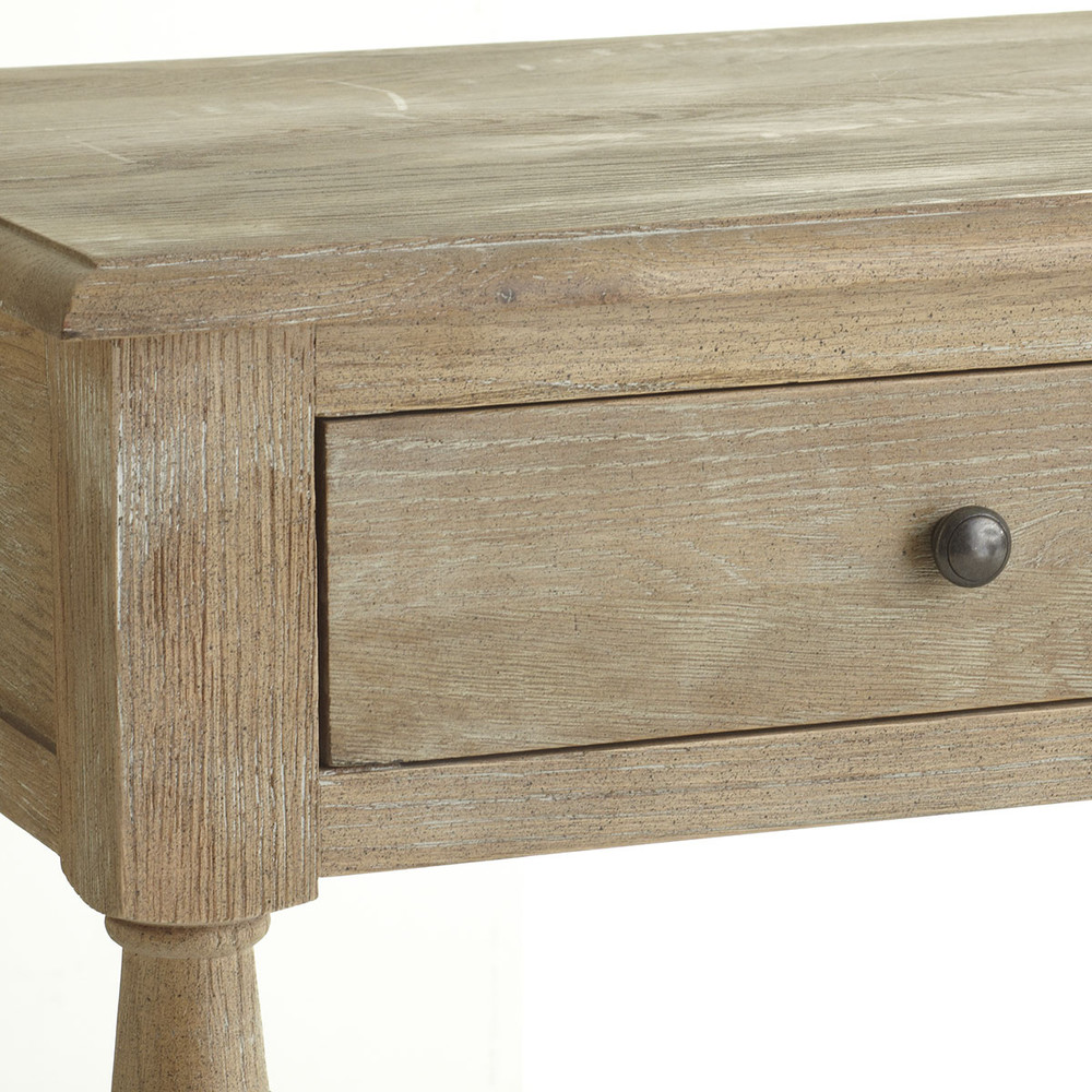 DH three drawer distressed console table