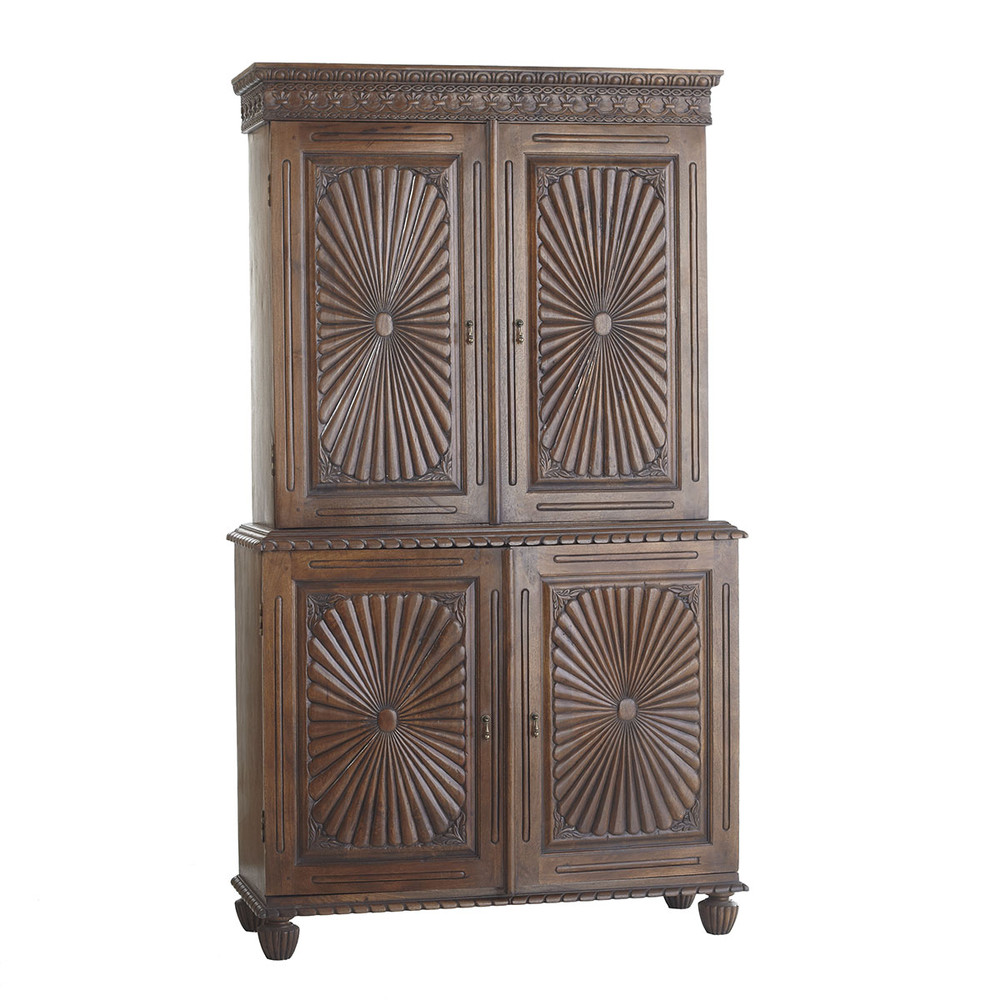 Colonial rosewood sunburst cupboard