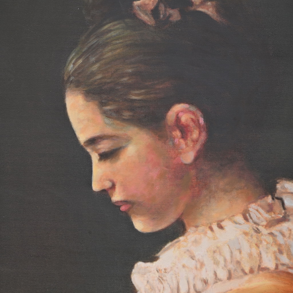 Girl reading oil painting