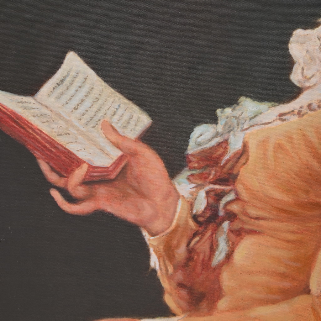 Girl reading oil painting