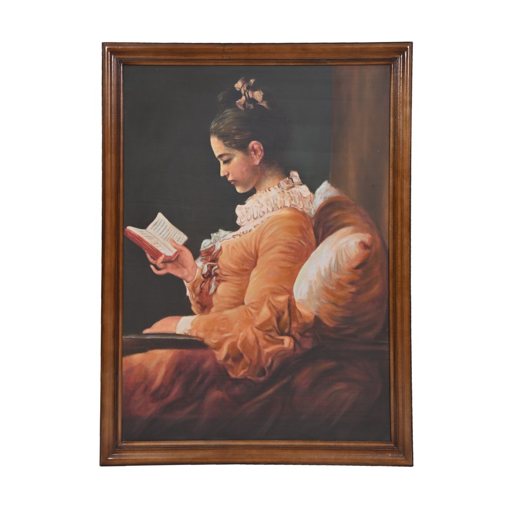 Girl reading oil painting