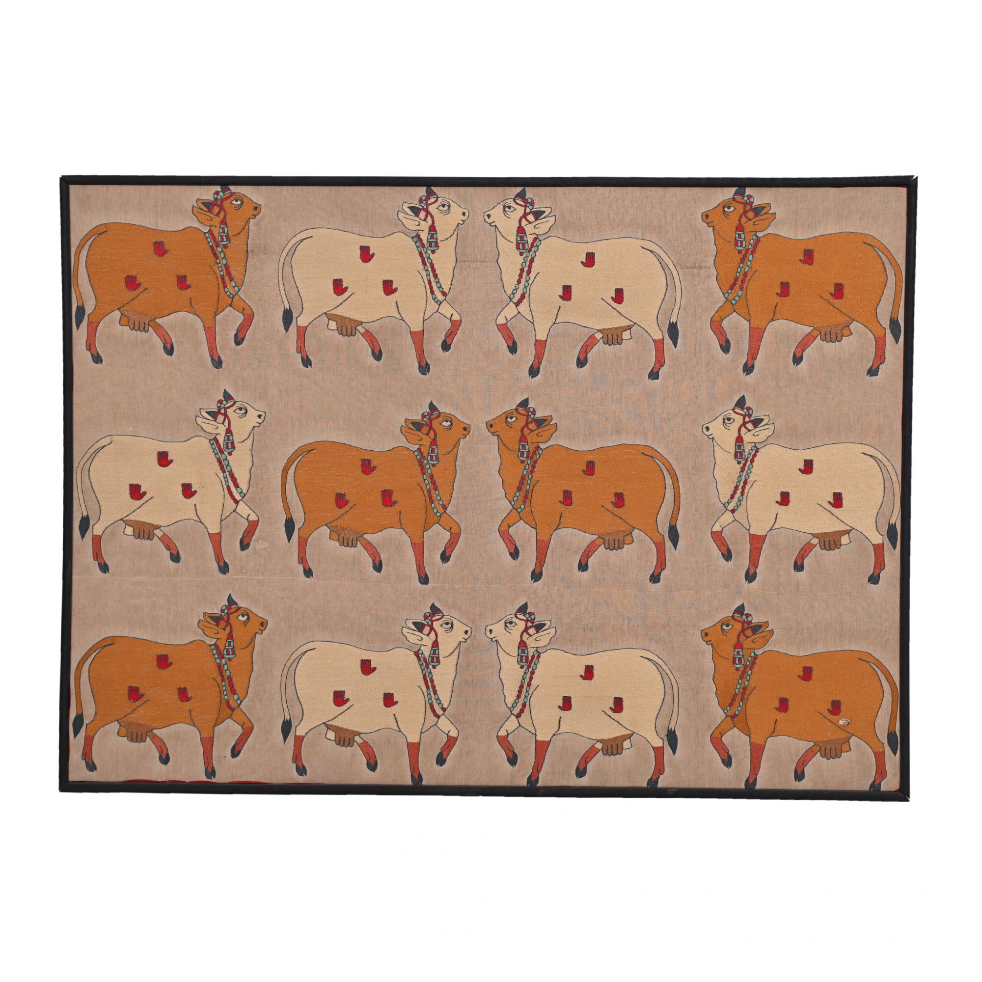 Embroidered cows pichwai