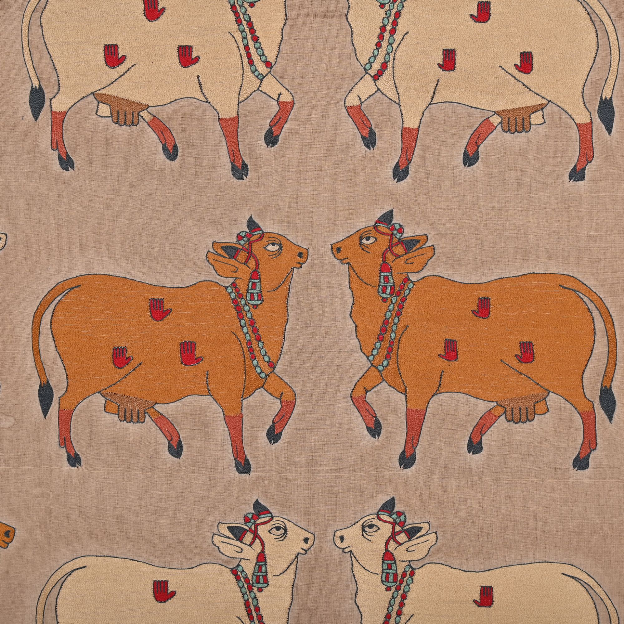 Embroidered cows pichwai