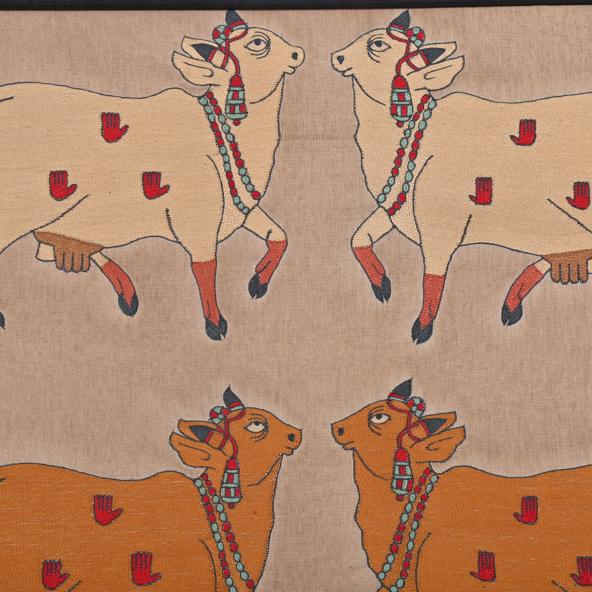 Embroidered cows pichwai