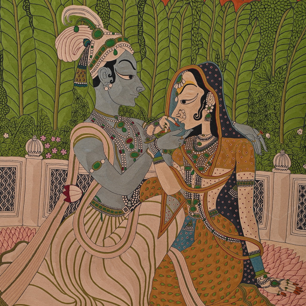 Radha Krishna hand embroidery