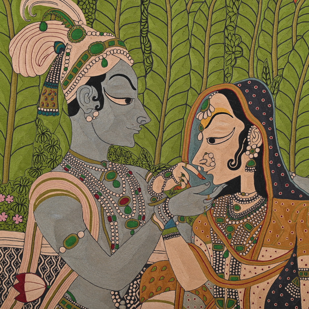 Radha Krishna hand embroidery