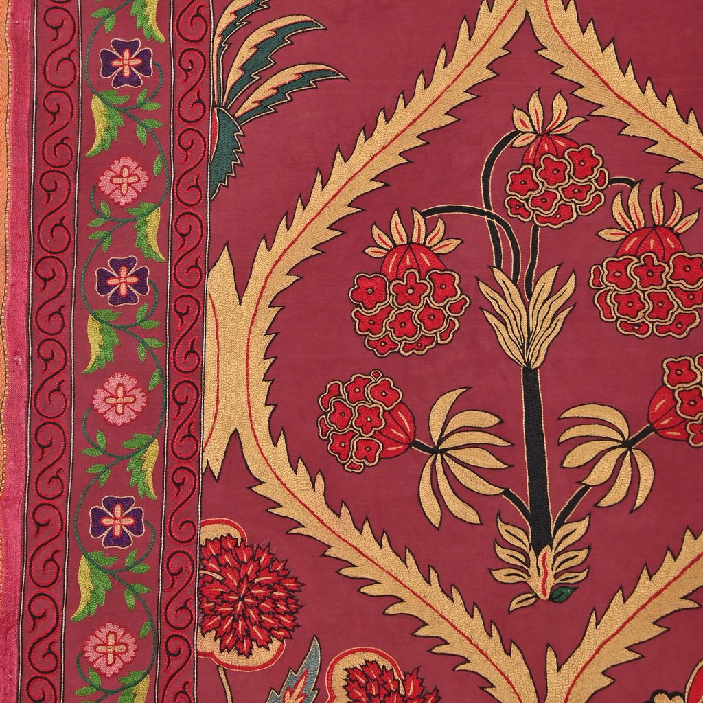 Floral embroidery on canvas