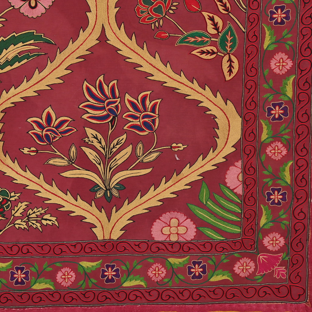 Floral embroidery on canvas