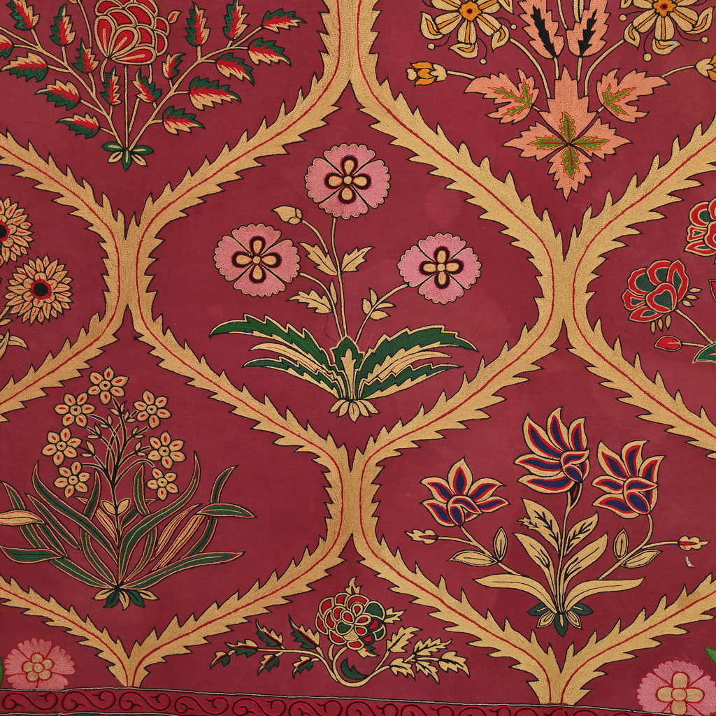 Floral embroidery on canvas