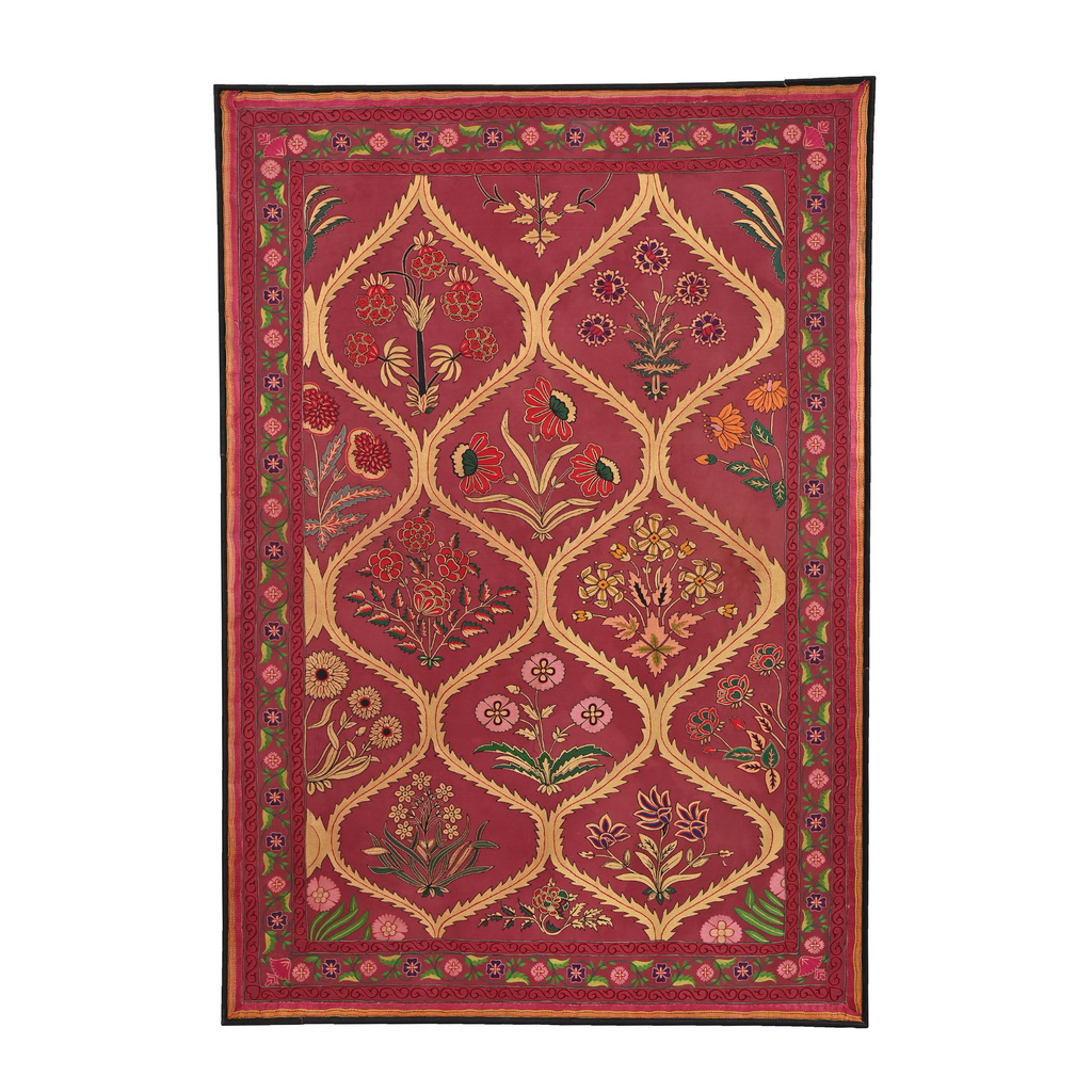 Floral embroidery on canvas